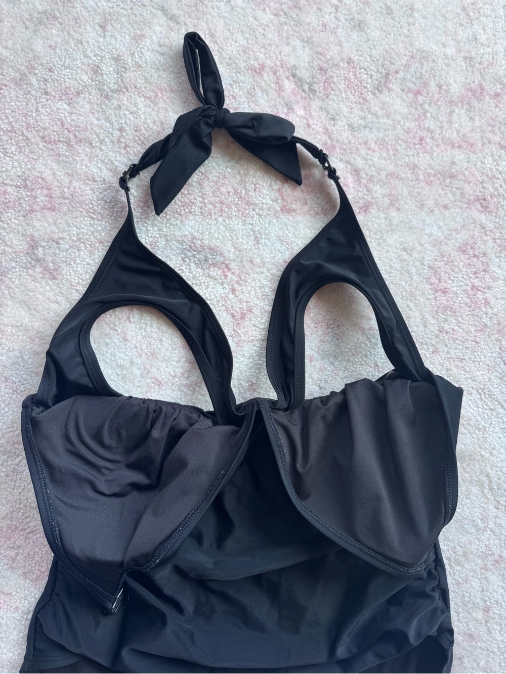 Classic Black Halter One-Piece Nursing Swimsuit (Size XL) - Picture 2 of 3